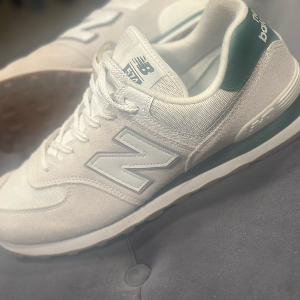 New Balance 574 Sneakers, stone white & Green